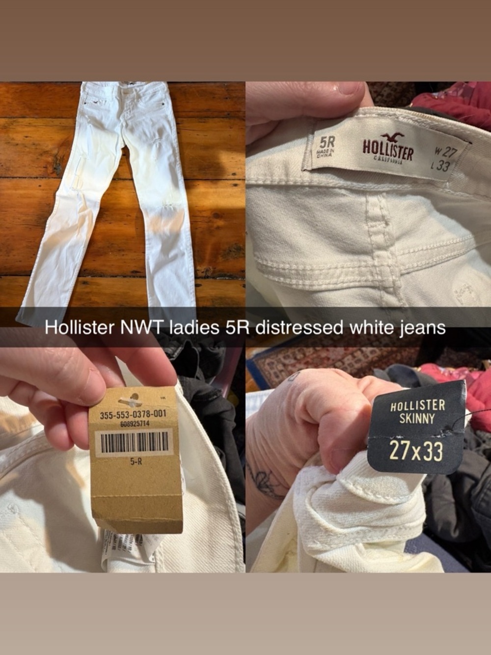 Hollister White Distressed Skinny Jeans
